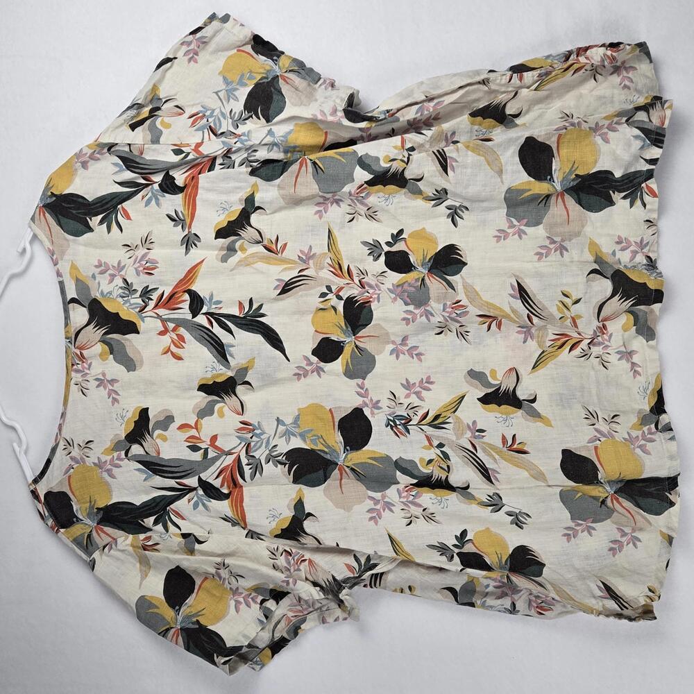 Cynthia Rowley Floral Print Linen Top Cream Size 3X - Picture 2 of 7